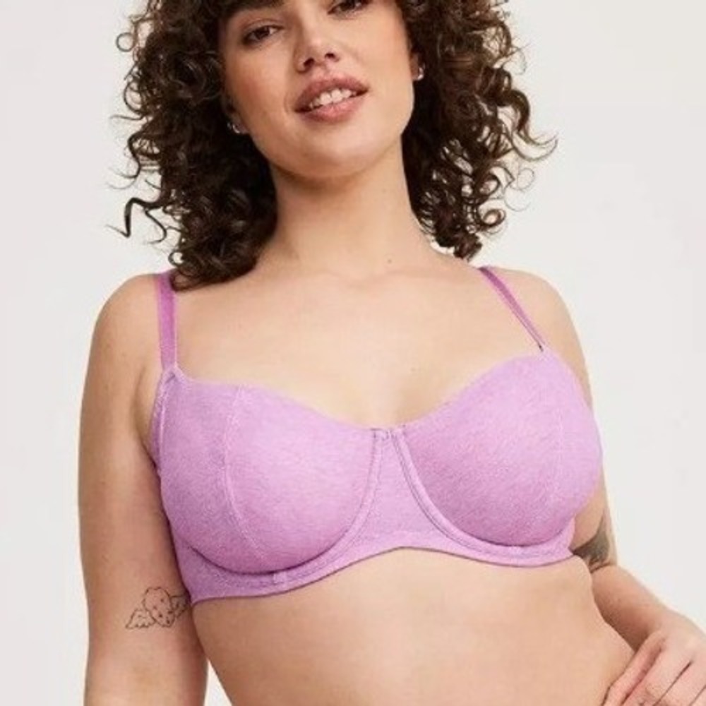 NWT Torrid Unlined Balconette Straight Back Bra Lavender Sky Heather Size 44DDD